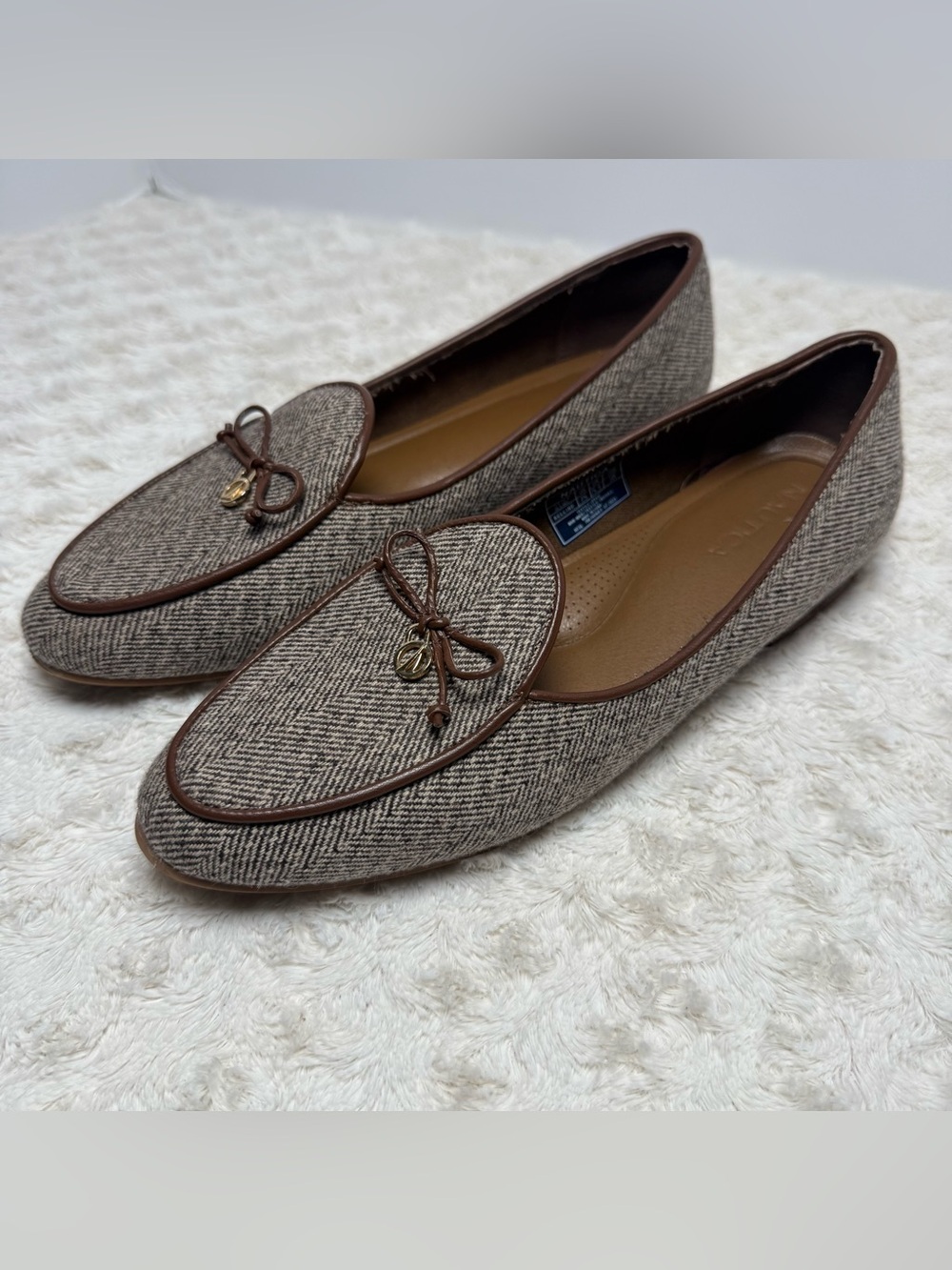 Nautica Brown Tweed Loafers with Dark Brown Trim